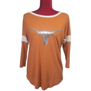 PINK Victoria's Secret Texas Longhorns Sequin Jersey 2/3 Sleeve Medium 
D634